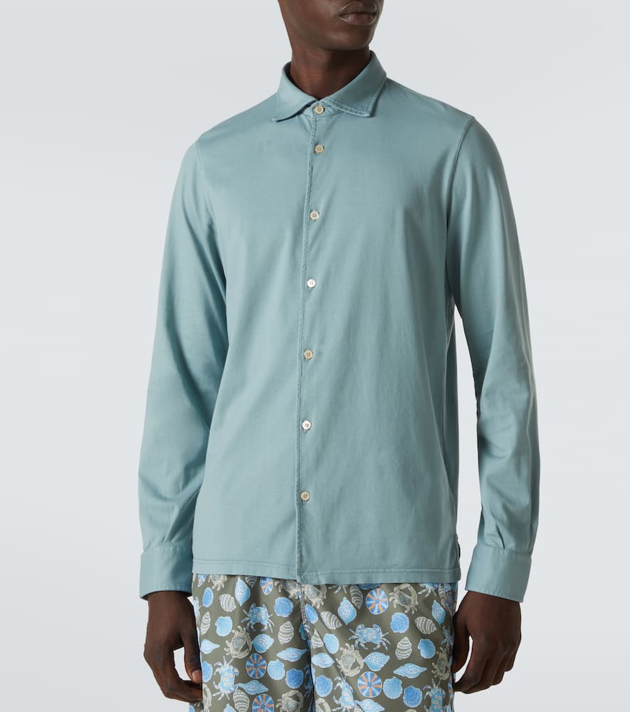 Fedeli Man Shirt Sage Green Size 50 Cotton