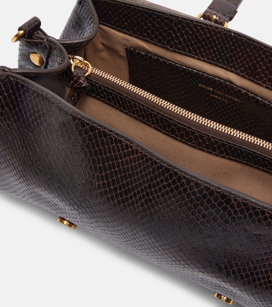 Dries Van Noten Croc-effect Leather Shoulder Bag In Brown