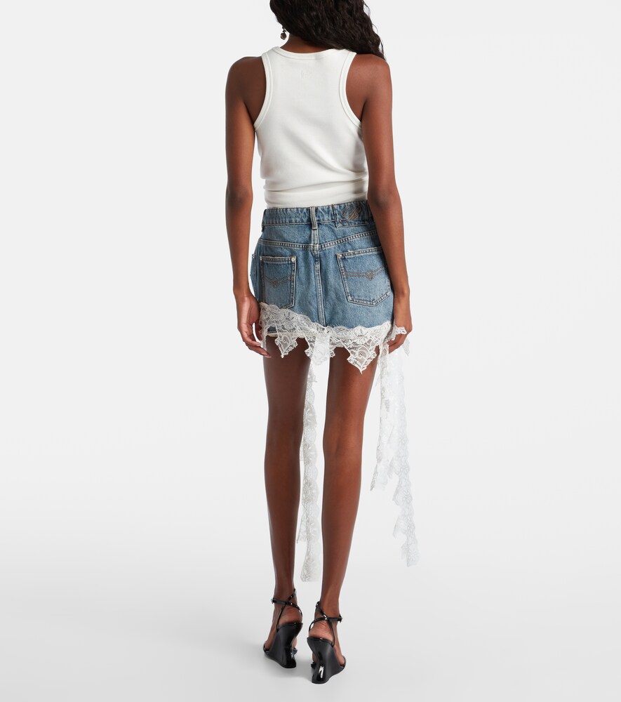 Blumarine Blumarine Lace-trimmed Denim Miniskirt 