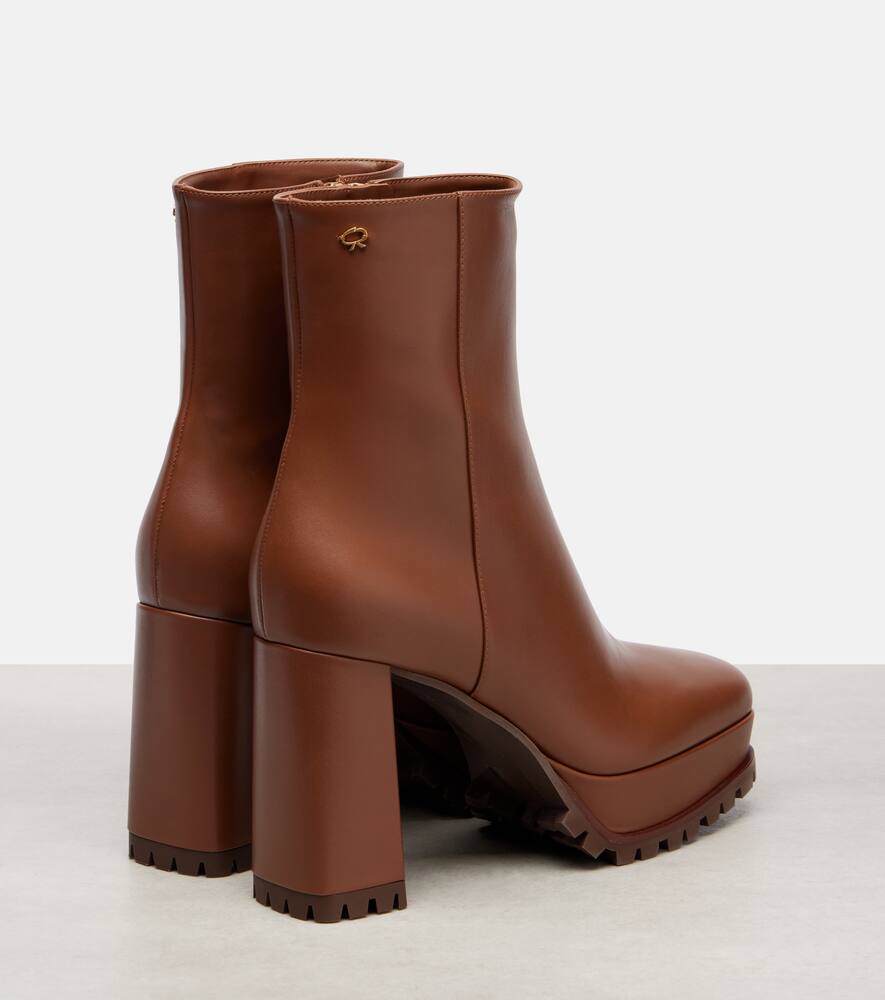 Gianvito Rossi Harlem 70 Leather Platform Ankle Boots In Brown