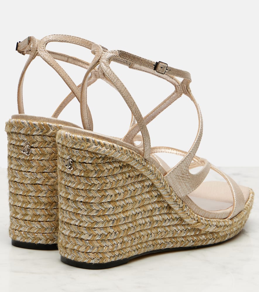 Shop Jimmy Choo Ayla 110 Metallic Leather Wedges