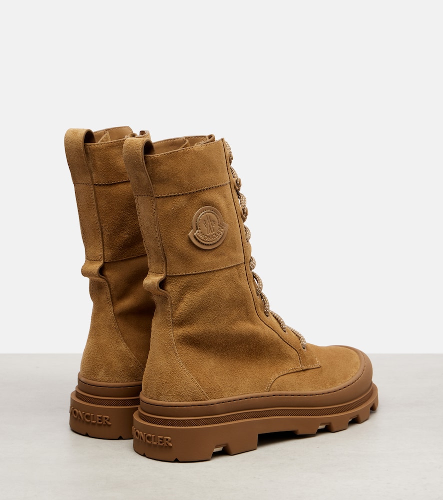 Moncler Vera Suede Combat Boots In Brown