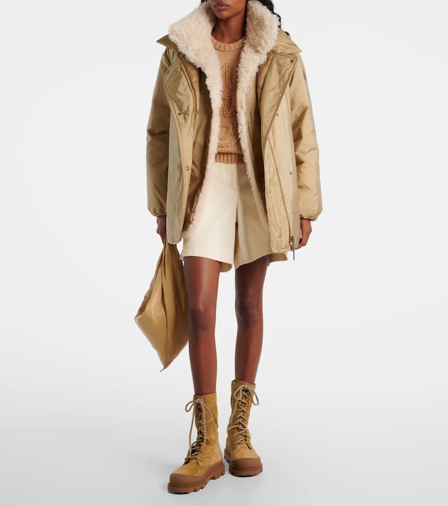 Moncler Vera Suede Combat Boots In Brown