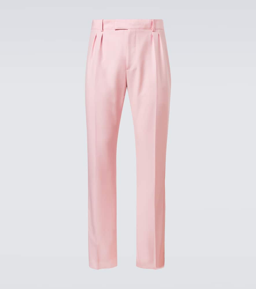 Silk-trimmed wool and mohair slim pants