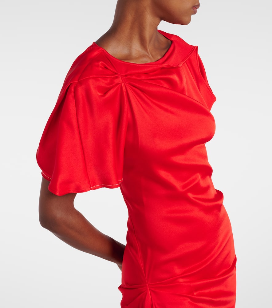 Victoria Beckham Womens Cayenne Draped Short-sleeves Woven Midi Dress In Red