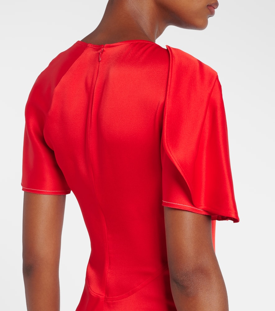 Victoria Beckham Womens Cayenne Draped Short-sleeves Woven Midi Dress In Red