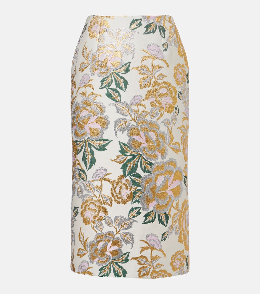Carolina Herrera Floral Jacquard Midi Skirt In Multi