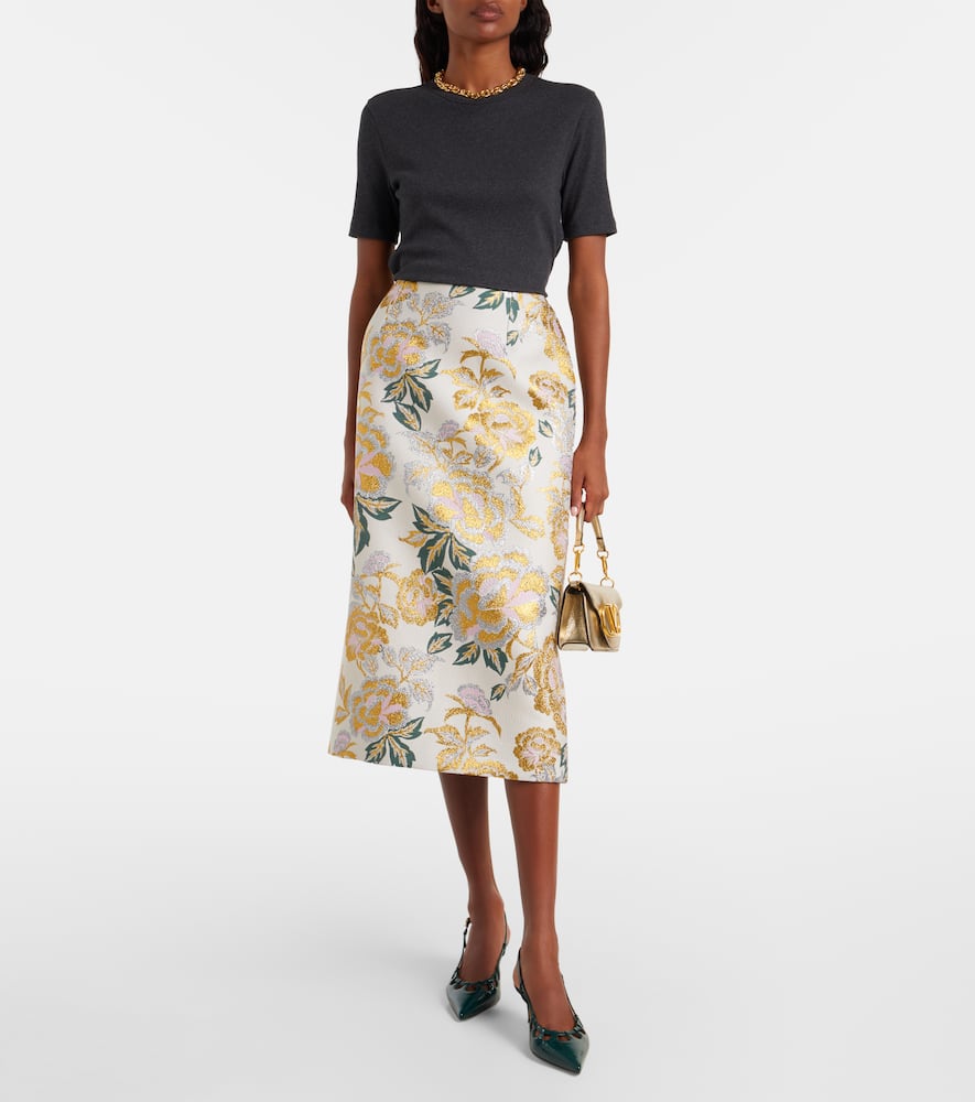 Carolina Herrera Floral Jacquard Midi Skirt In Multi