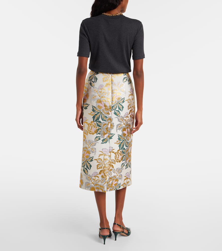 Carolina Herrera Floral Jacquard Midi Skirt In Multi