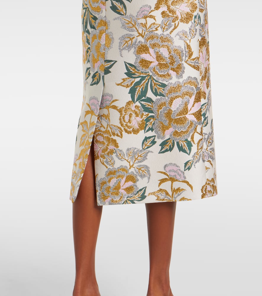 Carolina Herrera Floral Jacquard Midi Skirt In Multi