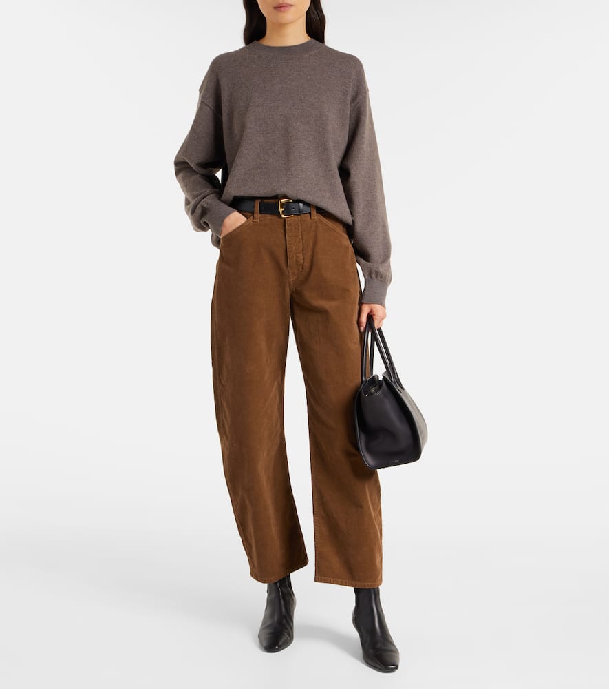 Nili Lotan Tribeca Cotton-blend Corduroy Barrel-leg Pants In Brown
