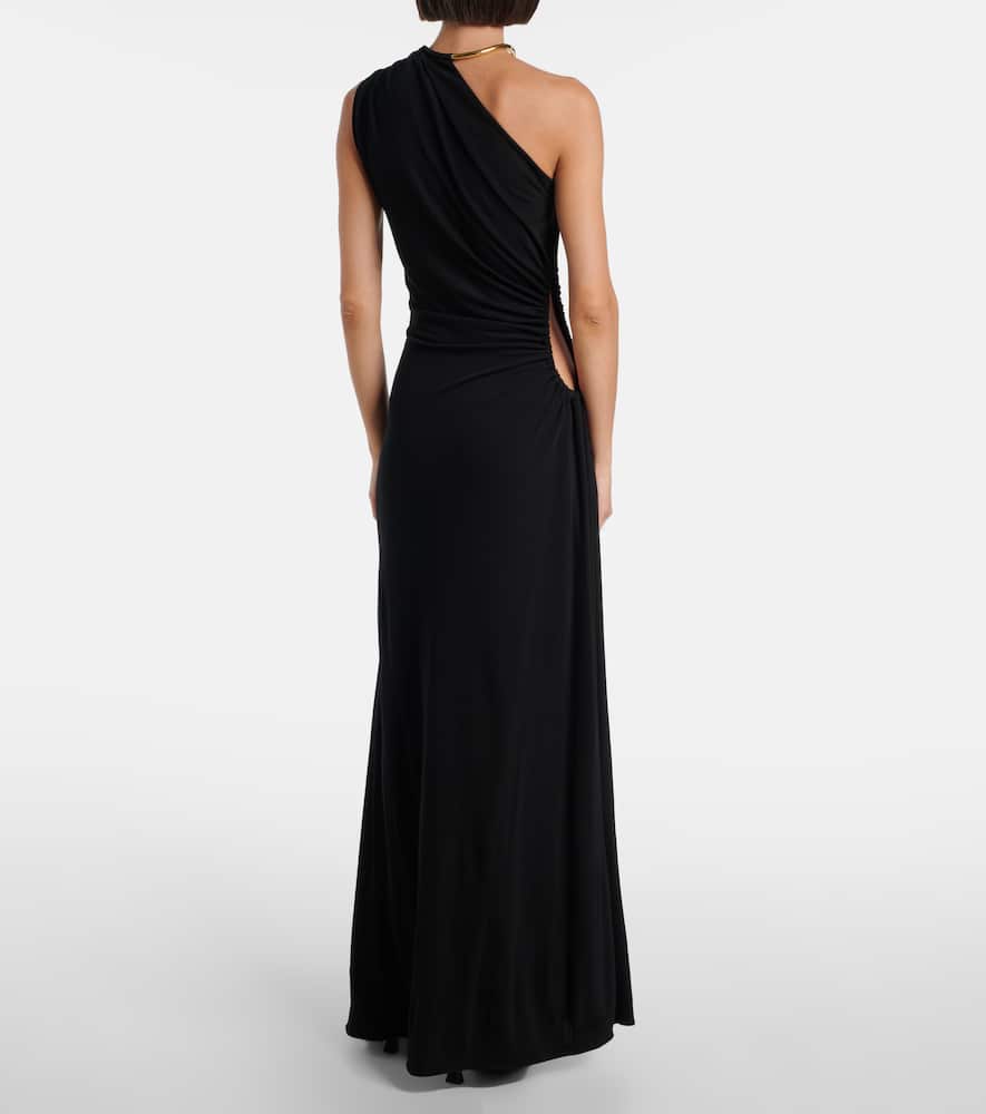 Bottega Veneta Cutout One-shoulder Jersey Crêpe Gown In Black