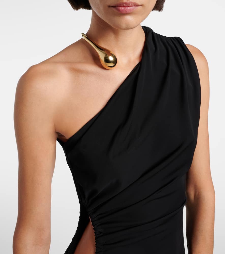 Bottega Veneta Cutout One-shoulder Jersey Crêpe Gown In Black