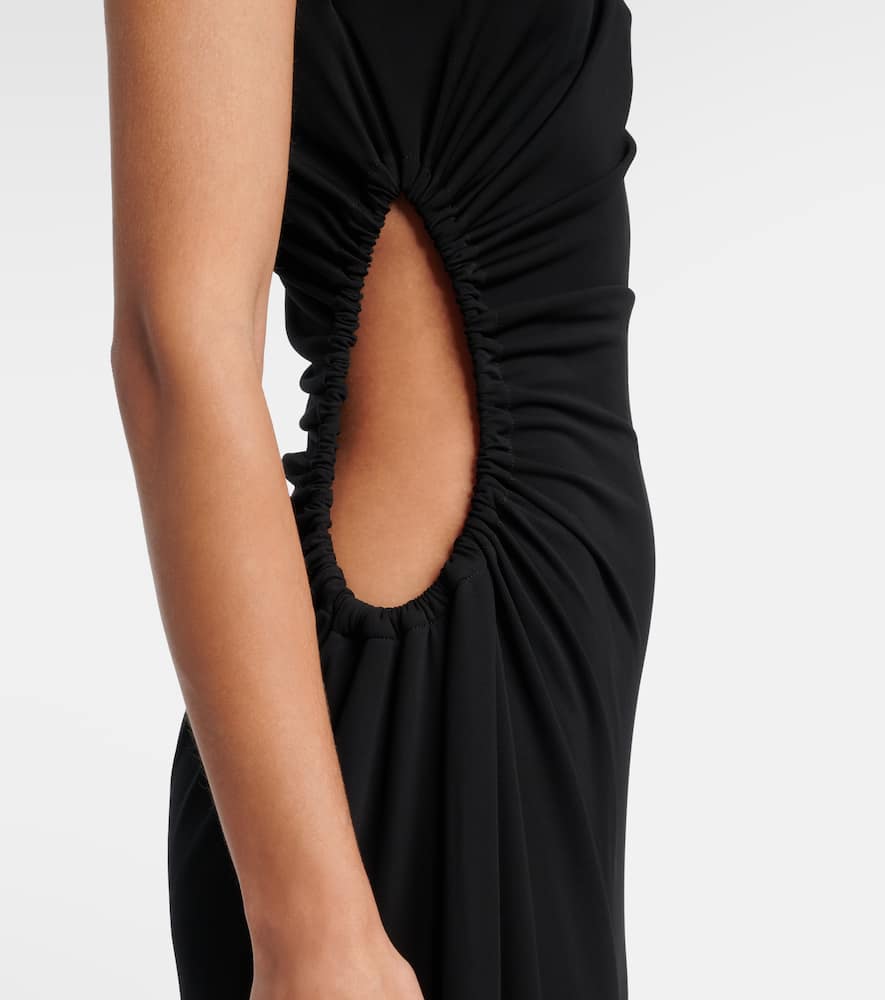 Bottega Veneta Cutout One-shoulder Jersey Crêpe Gown In Black