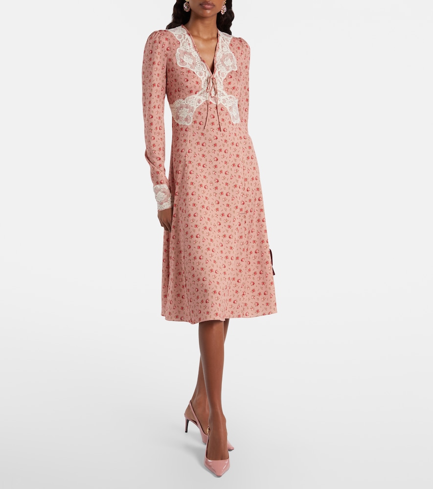  Dolce&gabbana Dolce&gabbana Bedrucktes Midikleid Aus Einem Seidengemisch 