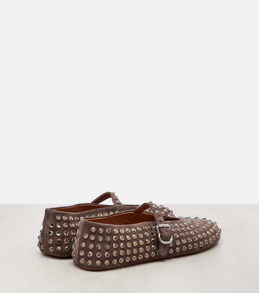  Alaia Alaïa Verzierte Mary-jane-ballerinas Aus Veloursleder 