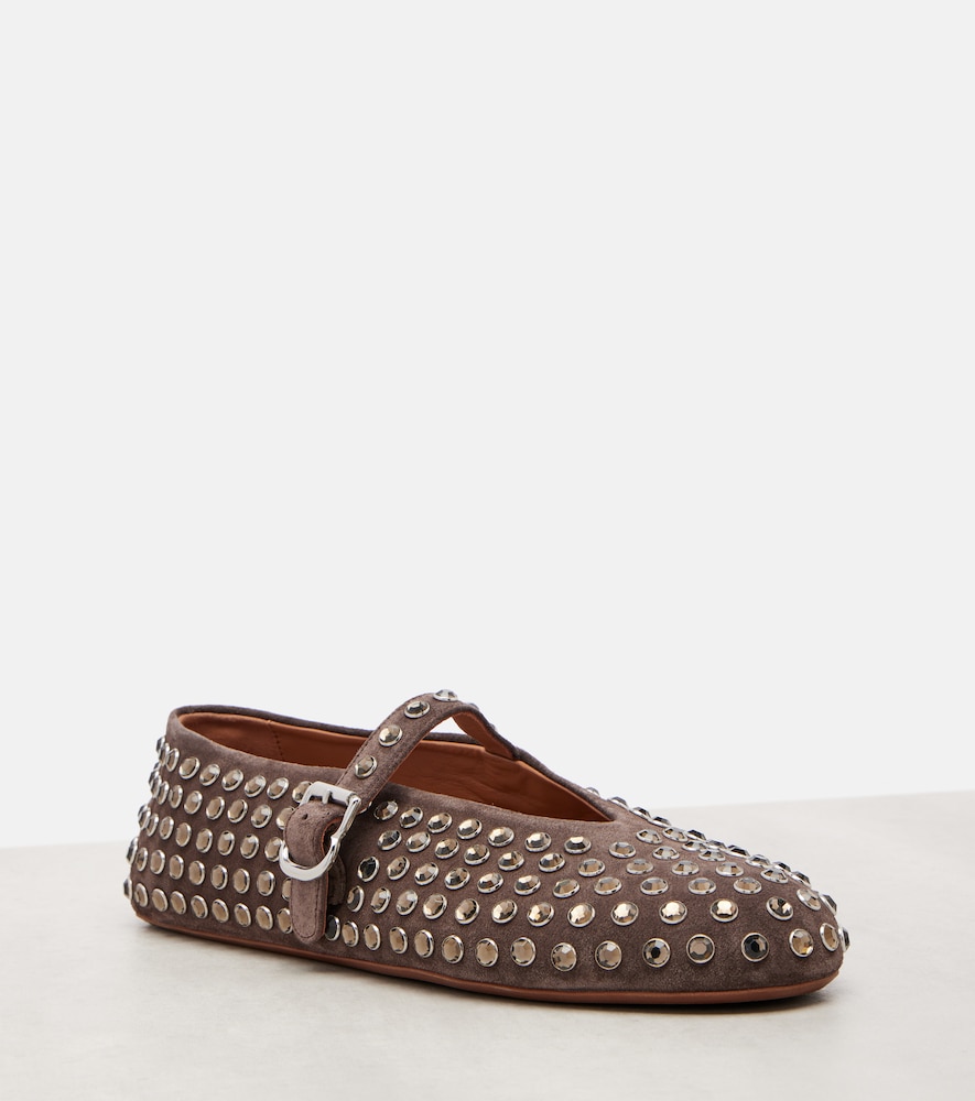  Alaia Alaïa Verzierte Mary-jane-ballerinas Aus Veloursleder 