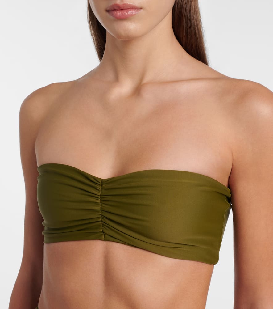 Jade Swim Ava Ruched Bandeau Bikini Top In Green