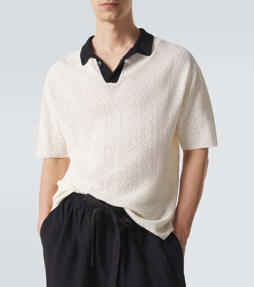  Commas Commas Crochet Cotton-blend Polo Shirt 