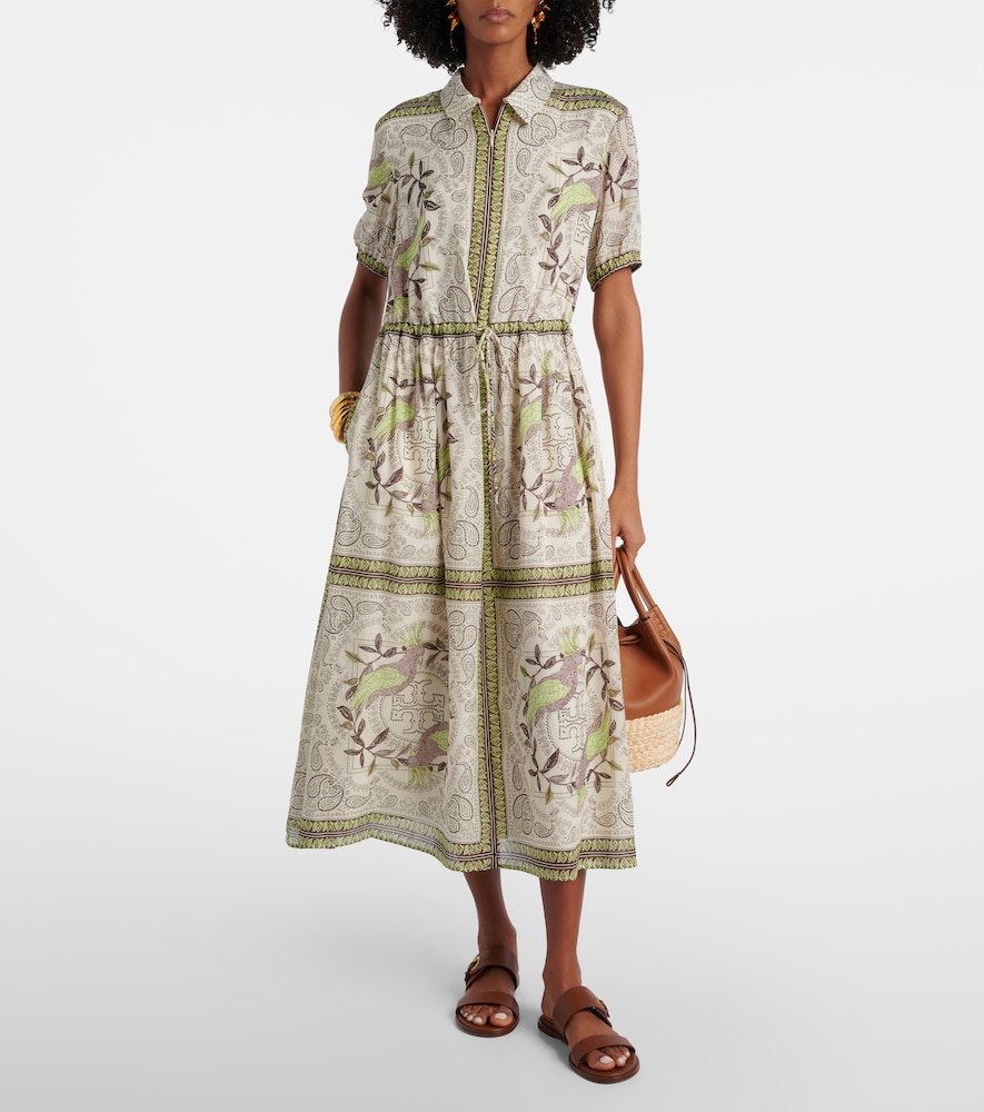  Tory Burch Tory Burch Bedrucktes Midikleid Aus Seide Und Baumwolle 