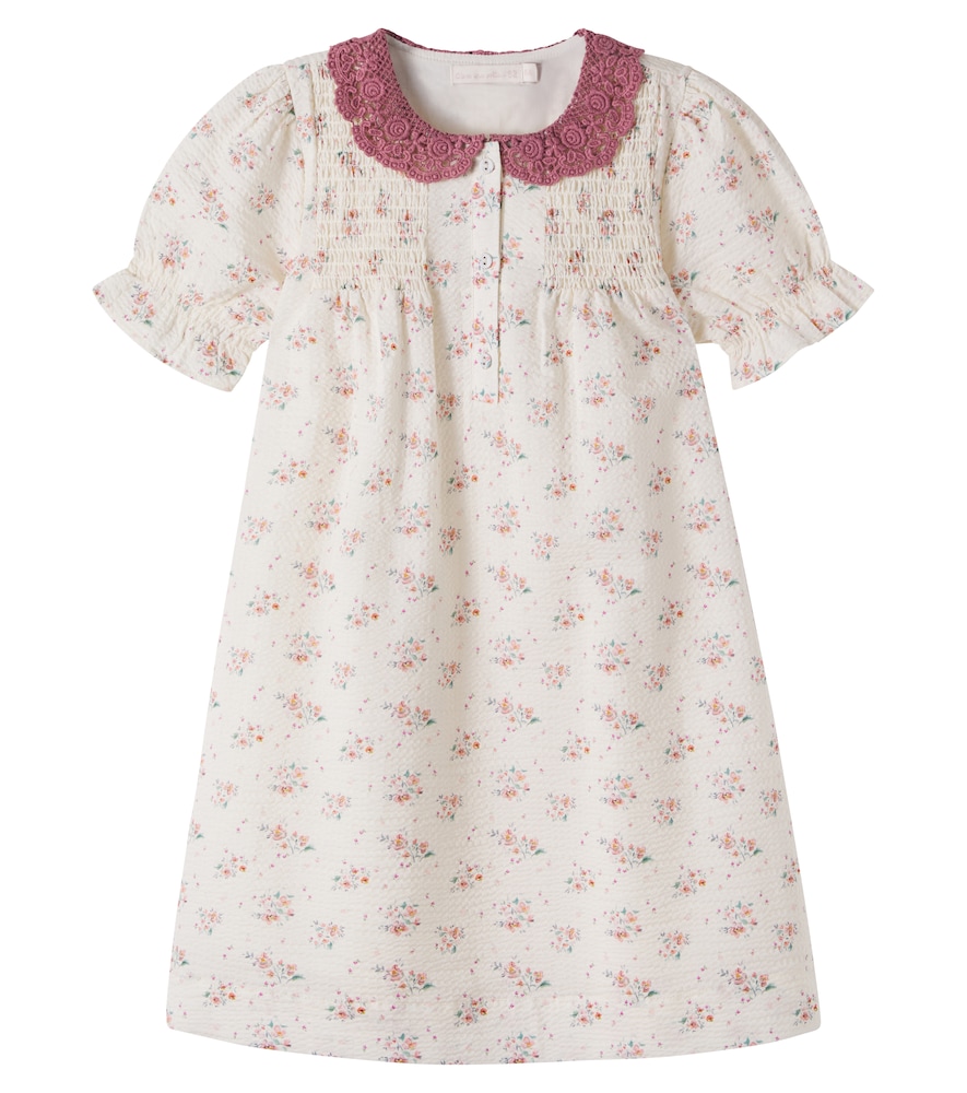 C'era Una Volta White Loredana Floral Shirred Cotton Dress Y Size 8 - Mytheresa
