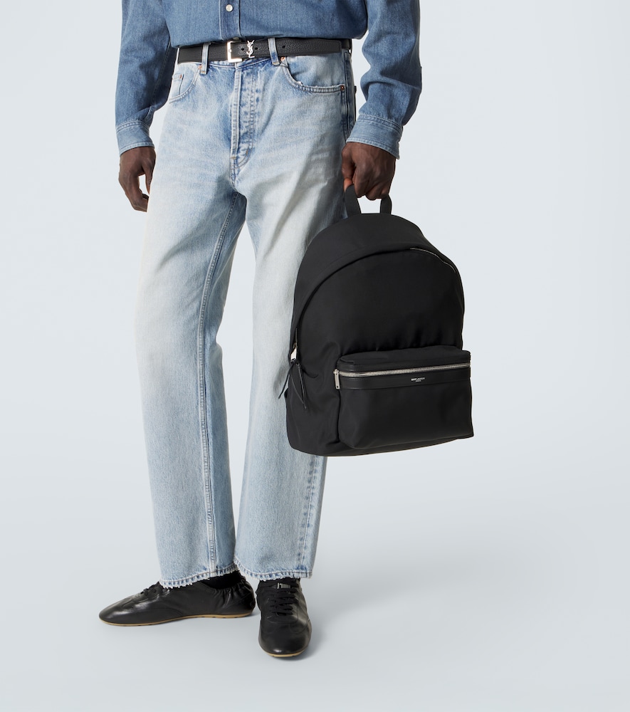 City Leather-Trimmed Canvas Backpack