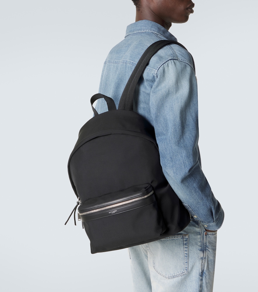 City Leather-Trimmed Canvas Backpack