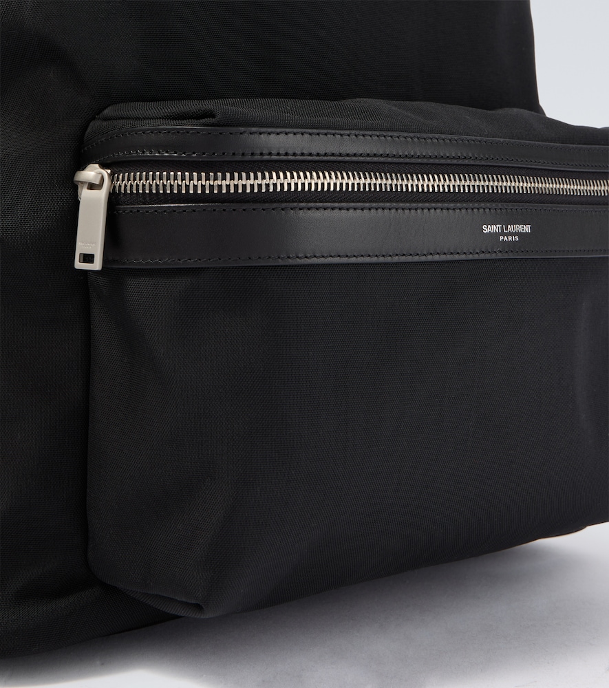 City Leather-Trimmed Canvas Backpack