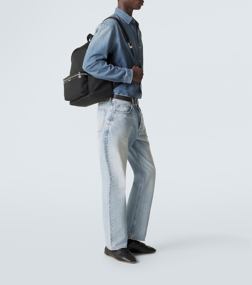 City Leather-Trimmed Canvas Backpack