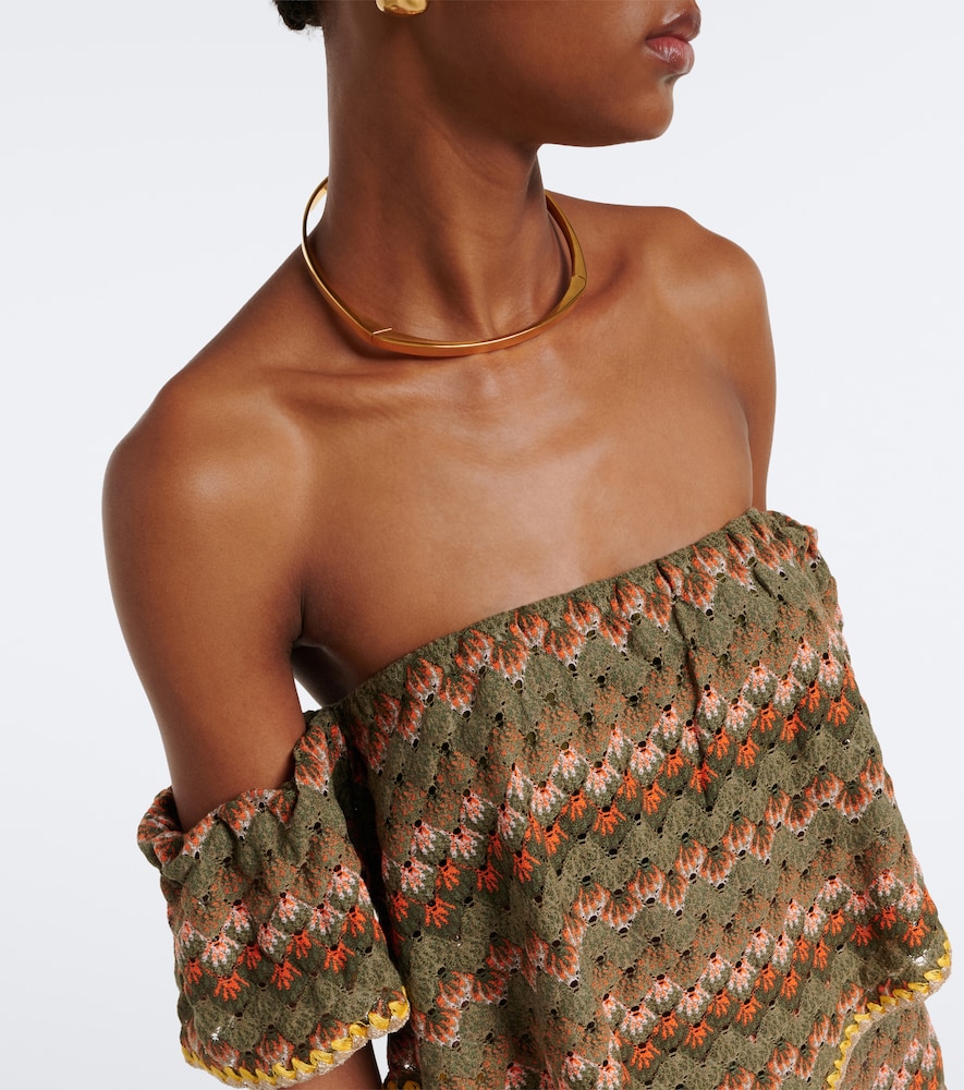 Sand Dollar Embroidered Cotton-Blend Top