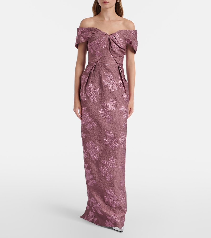 Rebecca Vallance Levinia off-shoulder brocade gown