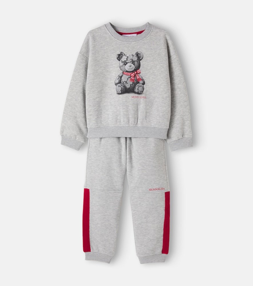 Felpa e pantaloni in misto cotone con stampa
