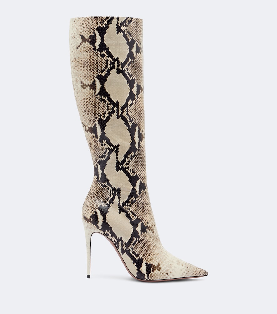 Vera Snake-Effect Knee-High Boots