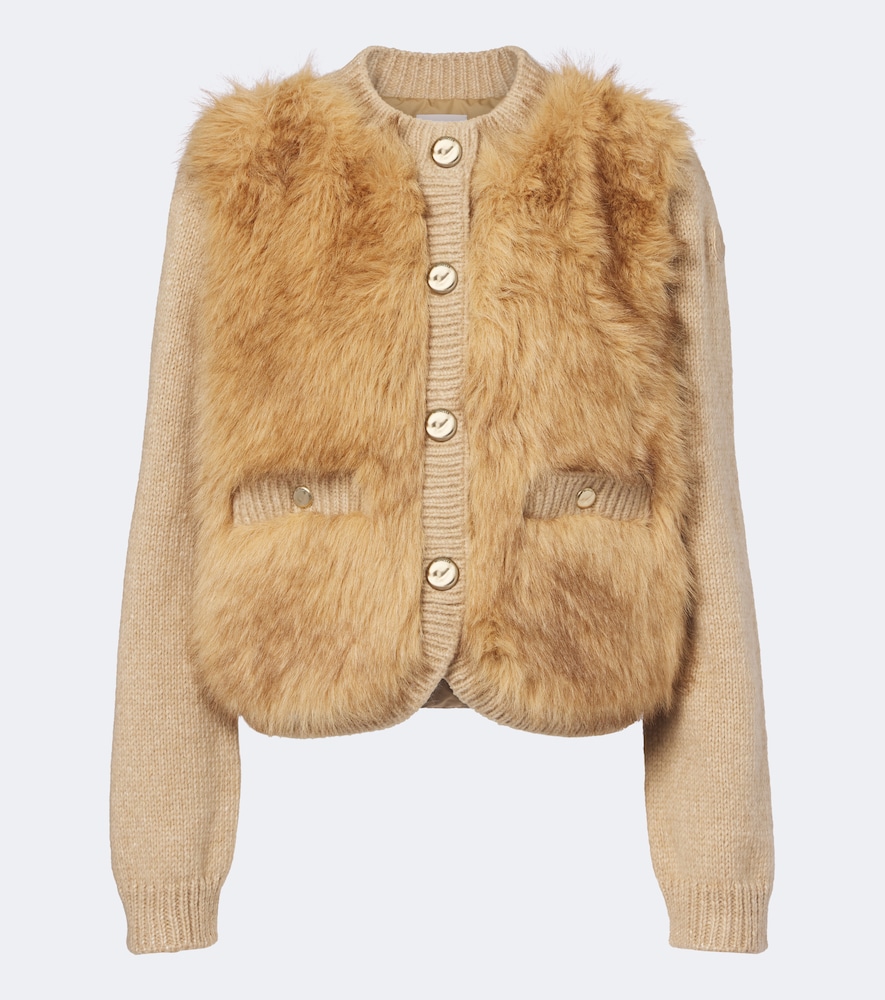 Moncler Women's Beige Alpaca And Wool-Blend Down-Paneled Cardigan UK Size 10 - Mytheresa