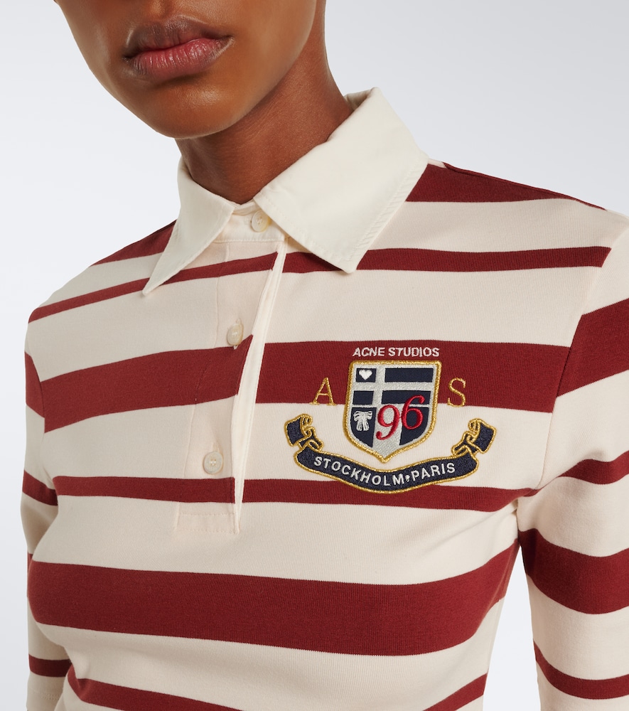 Acne Studios Striped Cotton-blend Jersey Polo Shirt In Red