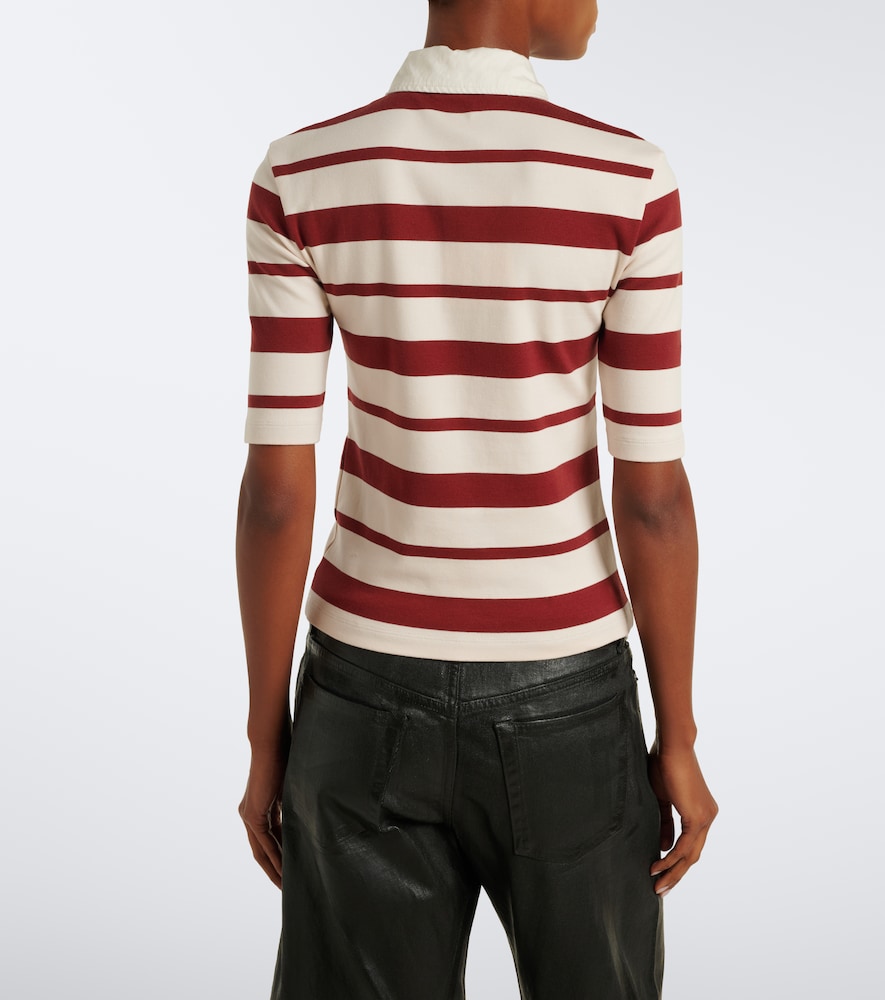 Acne Studios Striped Cotton-blend Jersey Polo Shirt In Red