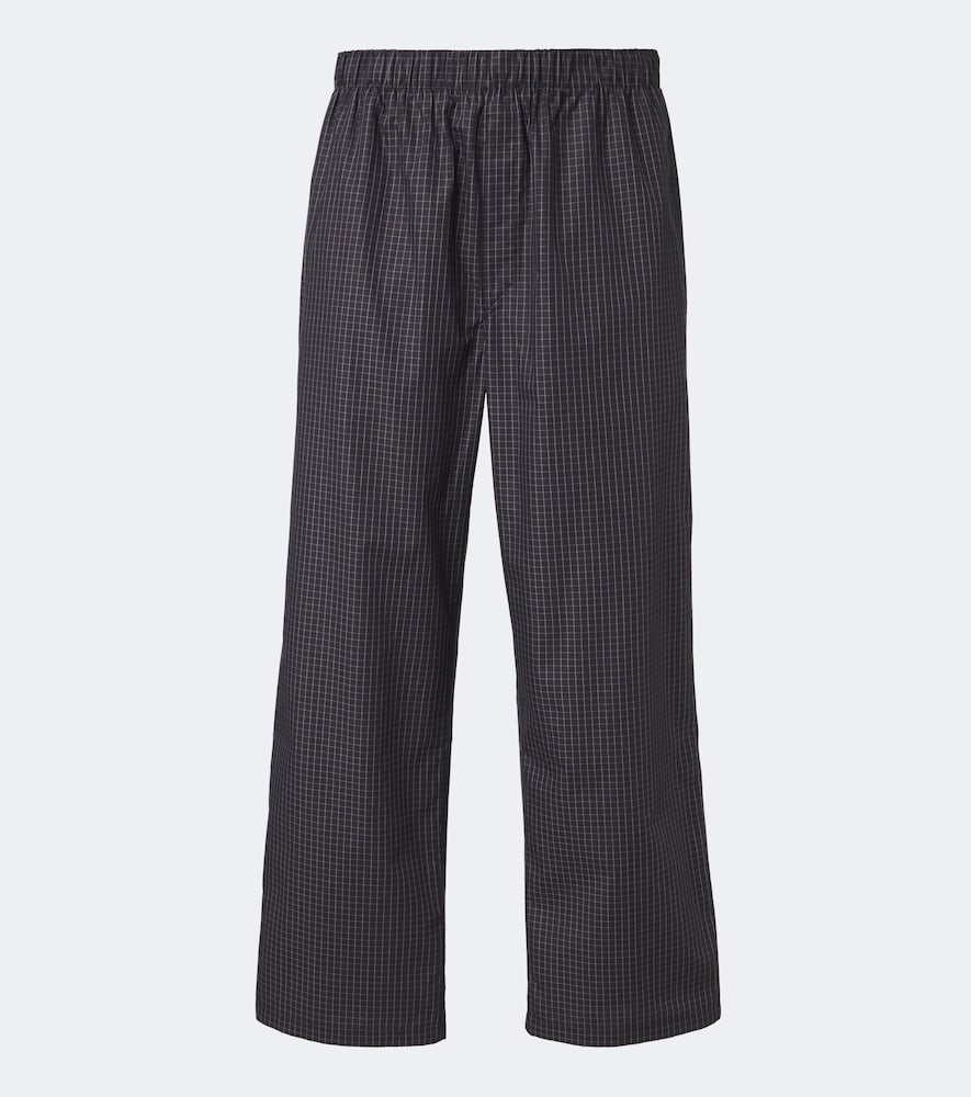 Cdlp Checked Cotton Pajama Pants In Blue
