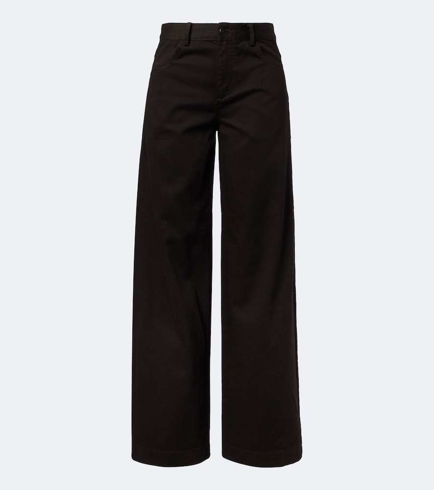 Pantaloni in twill di cotone a gamba larga