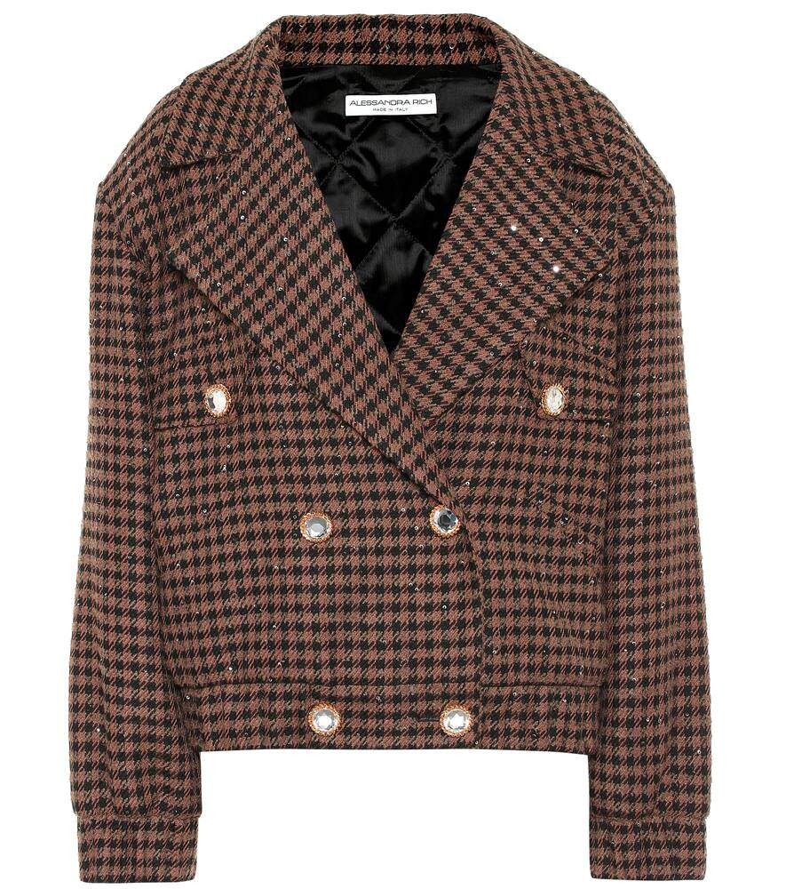 Embellished Houndstooth Wool Blend Jacket Sale Up To 64 Off