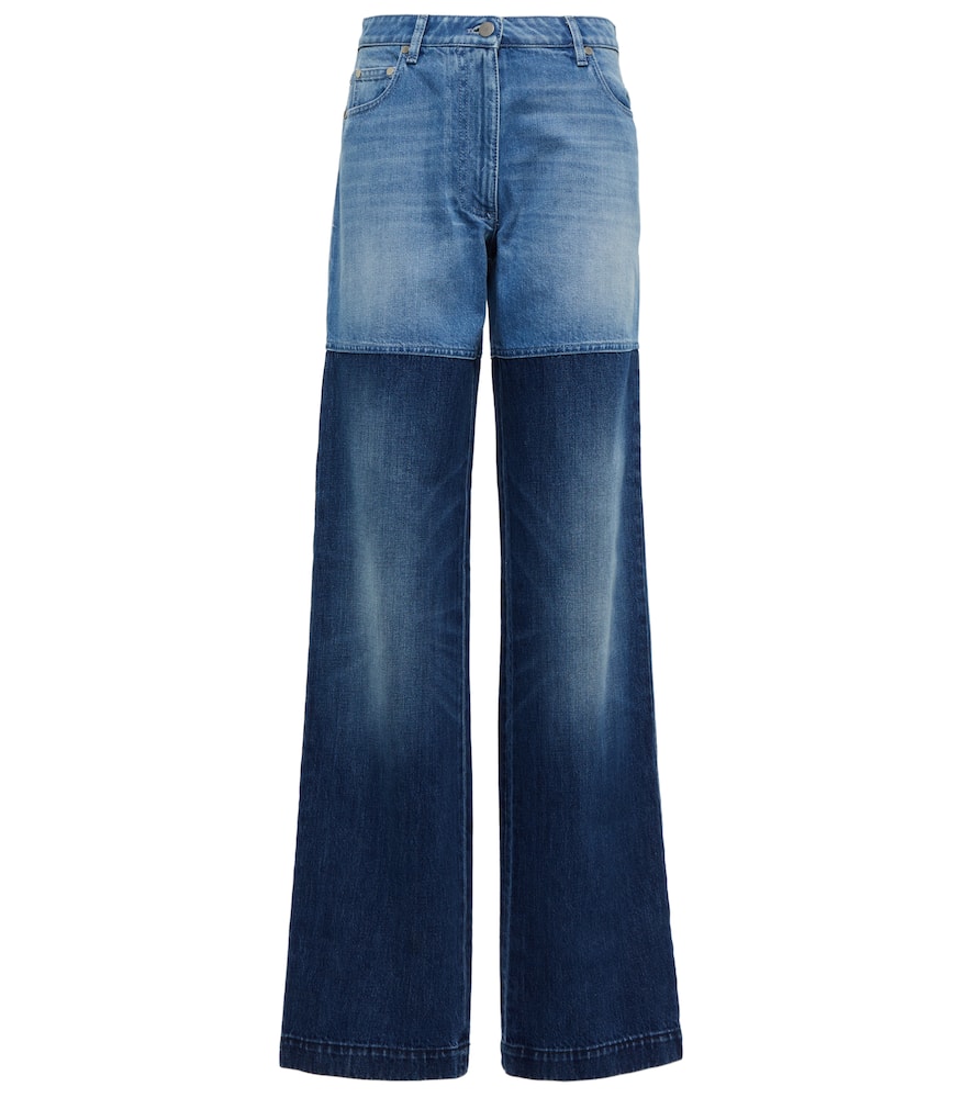 Peter Do Patchwork High-rise Straight Jeans In Light Blue/medium Blue