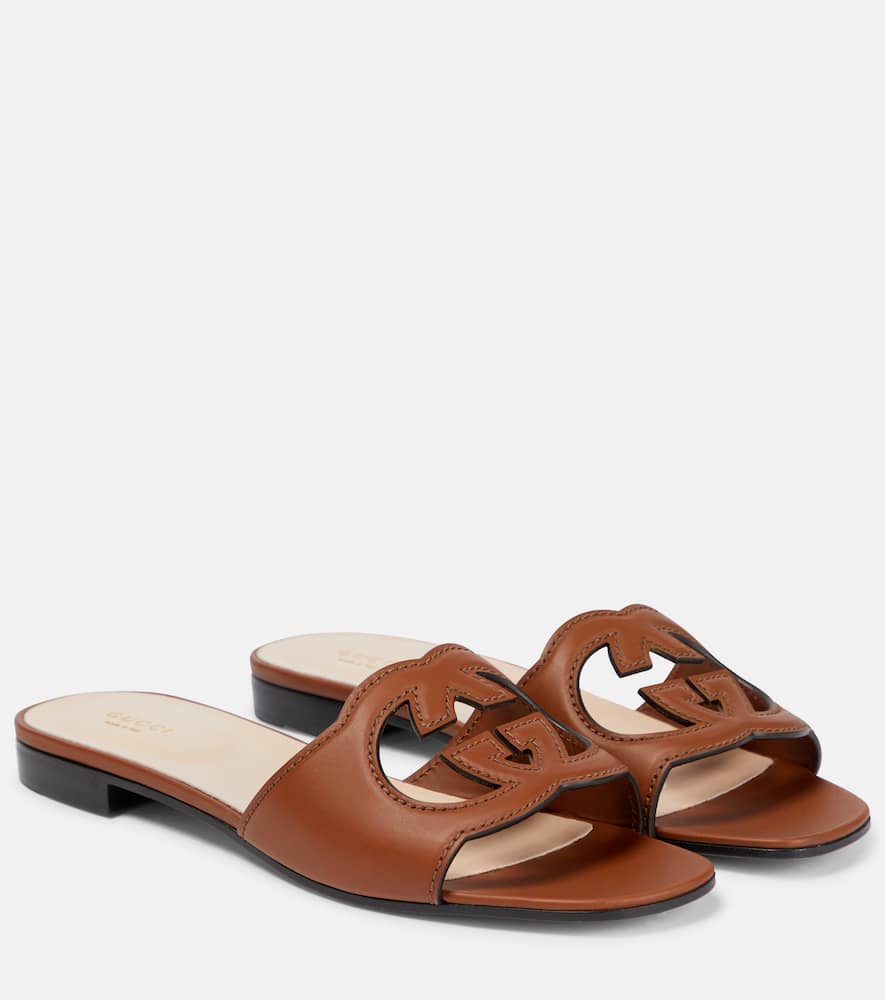 Interlocking G cutout leather sandals