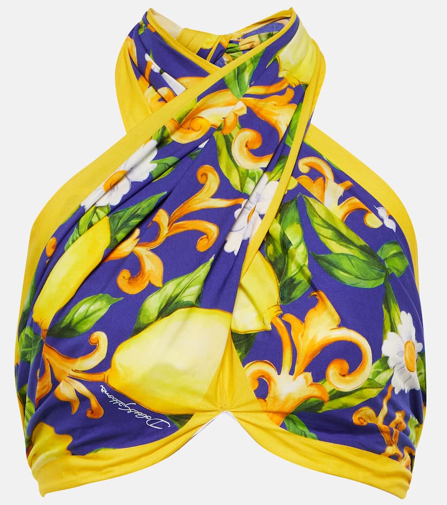 Dolce & Gabbana Printed cotton poplin crop top