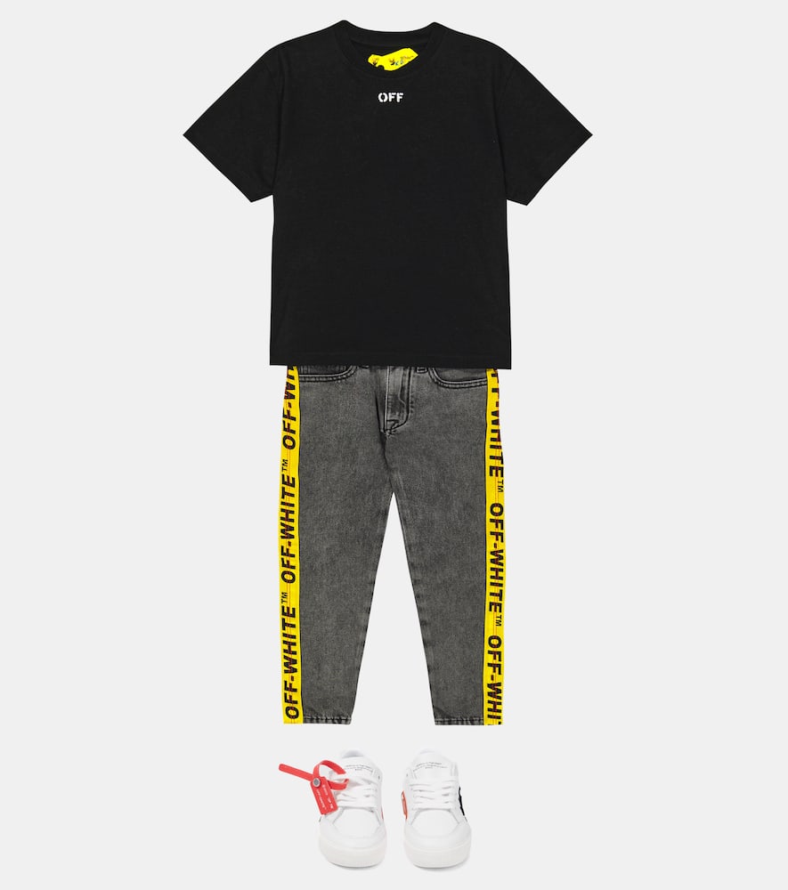 Shop Off-white Logo Straight Jeans In Dark Grey Yel