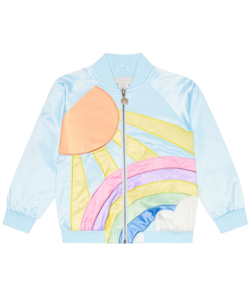 Stella McCartney Kids Rainbow satin varsity jacket
