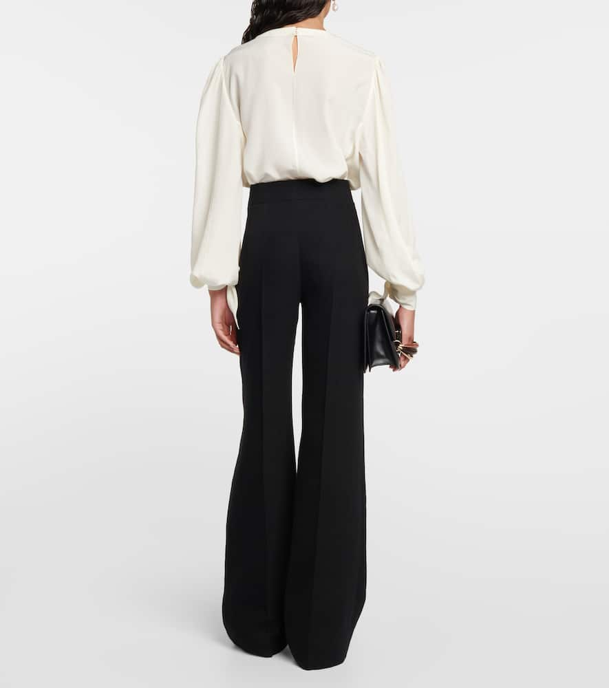 Shop Chloé High-rise Wool-blend Pants In Black