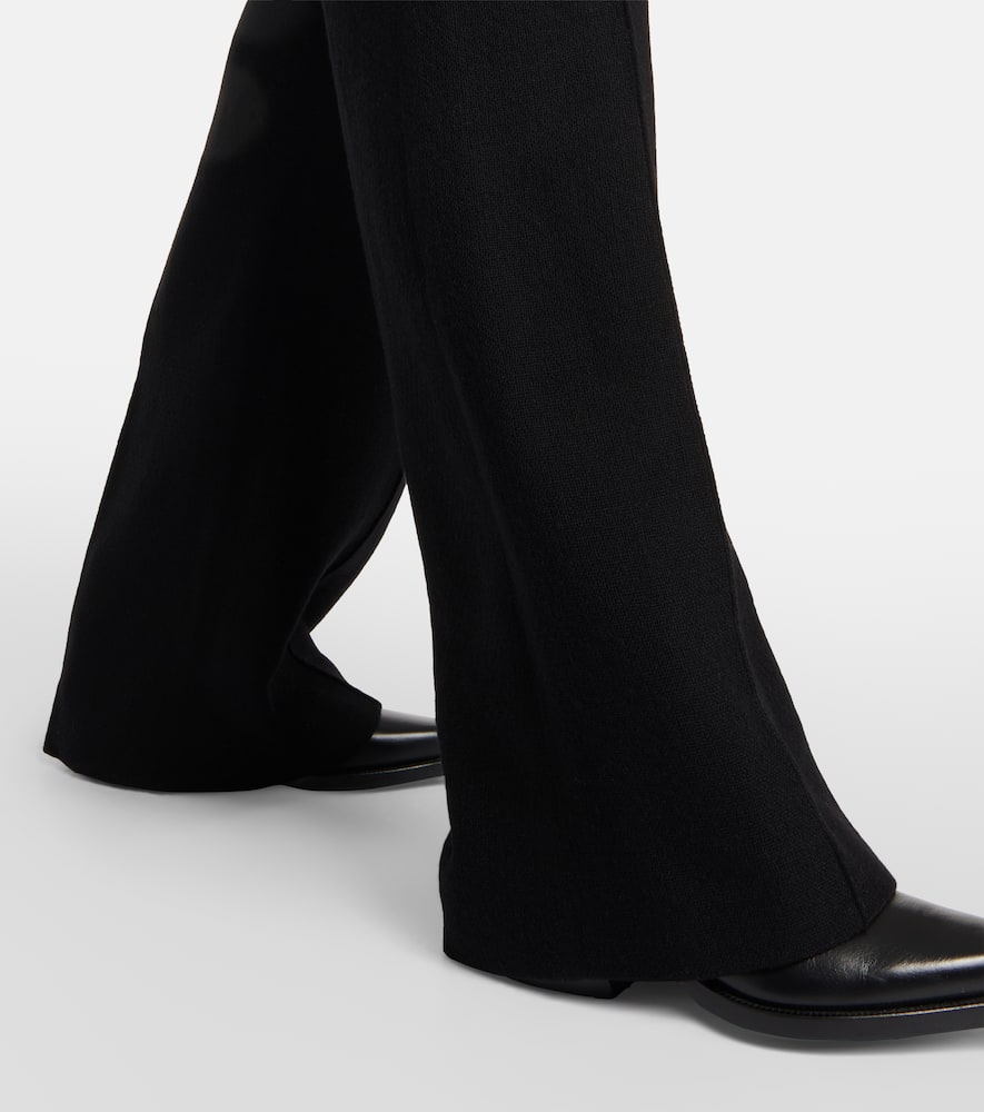 Chloé Flared Wool Trousers Asymmetrical Hems In Black