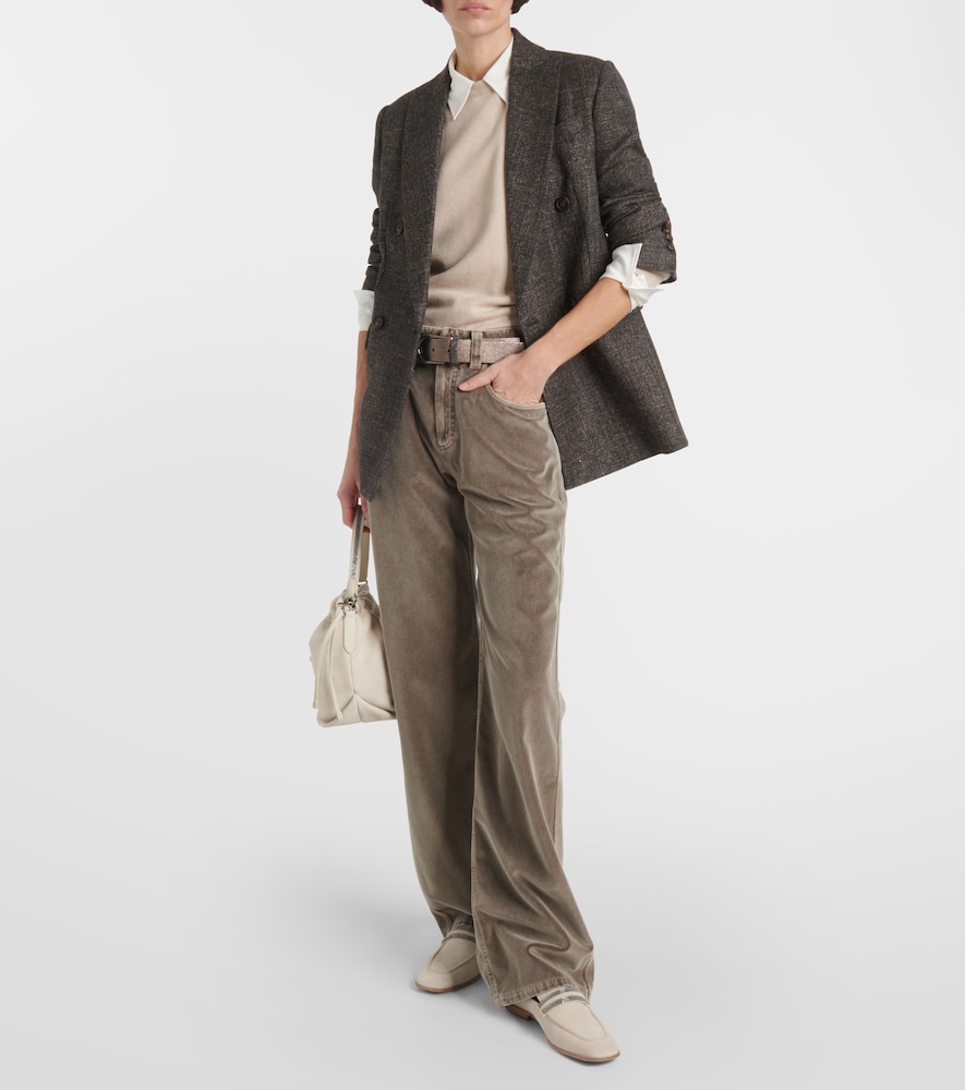 Brunello Cucinelli Mid-rise cotton velvet straight pants