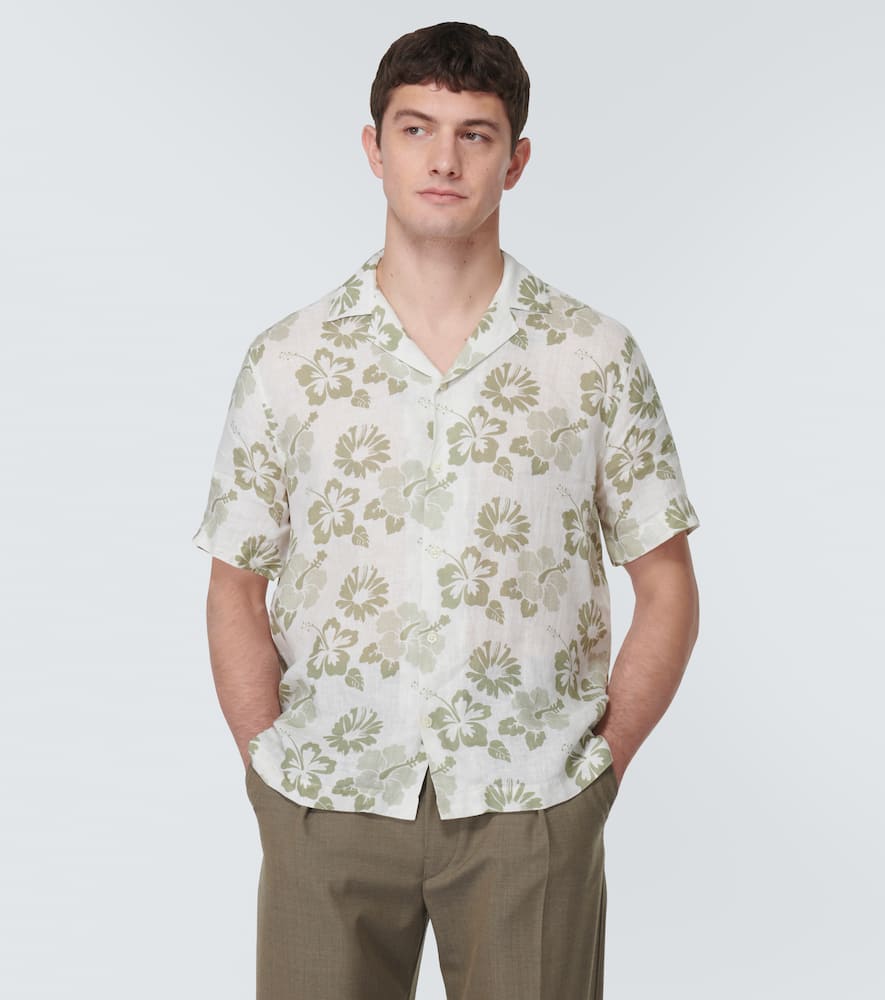 Shop Frescobol Carioca Petala Roberto Floral Linen Shirt In Green