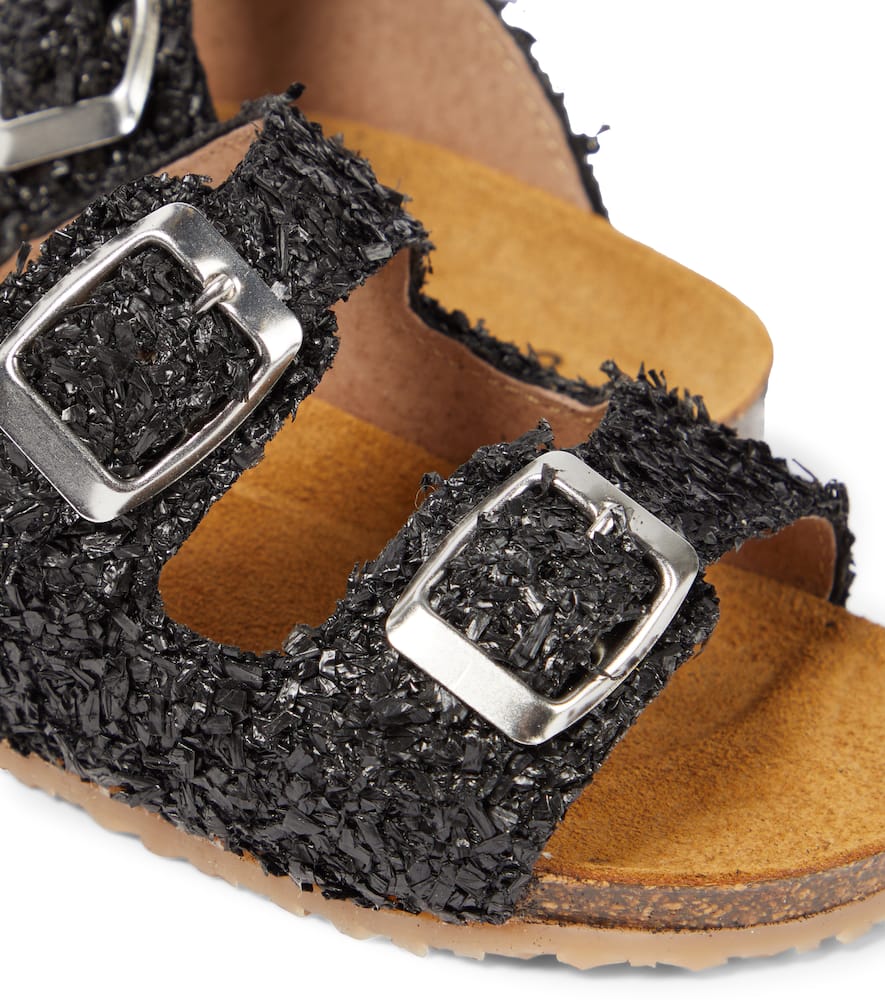 Shop Pèpè Fuffy Sandals In Black