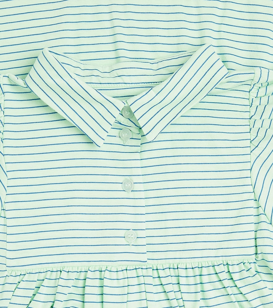 Morley Undine Striped Cotton Jersey Dress In Bluette Pistache